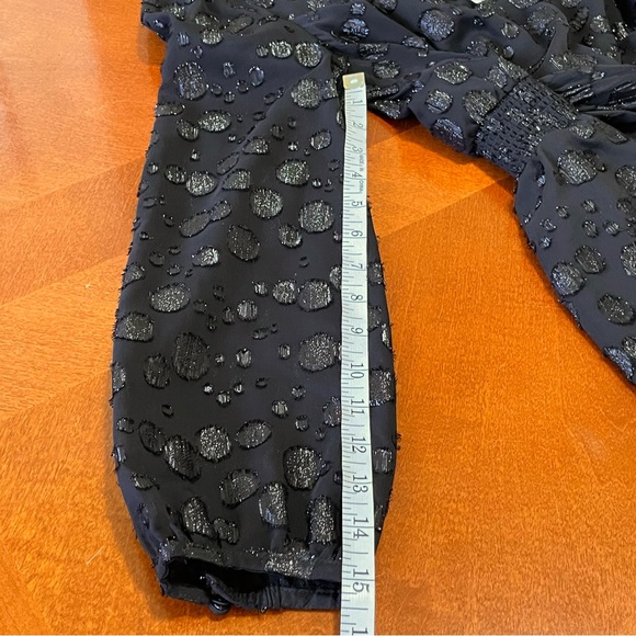 J.Crew Black Tie-Waist Metallic Dot Jacquard Long Sleeve Top NWT - Picture 8 of 12